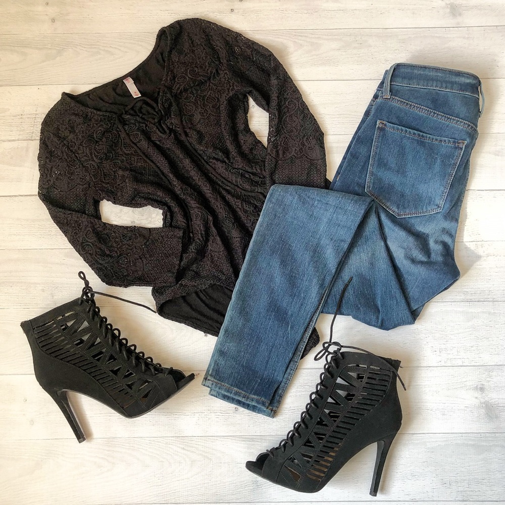 Xhilaration Black Lace Bodysuit